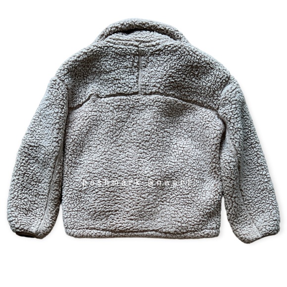ABERCROMBIE & FITCH Cinched Cocoon Sherpa Fleece Faux Fur Jacket Beige XXS XS - Picture 8 of 13
